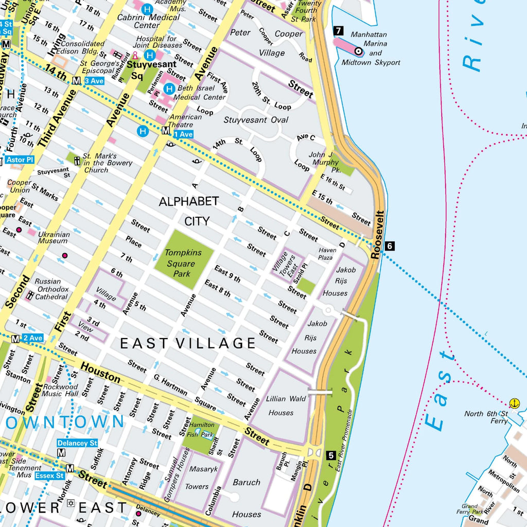 Der Stadtplan New York Poster Papierkarte Detailansicht