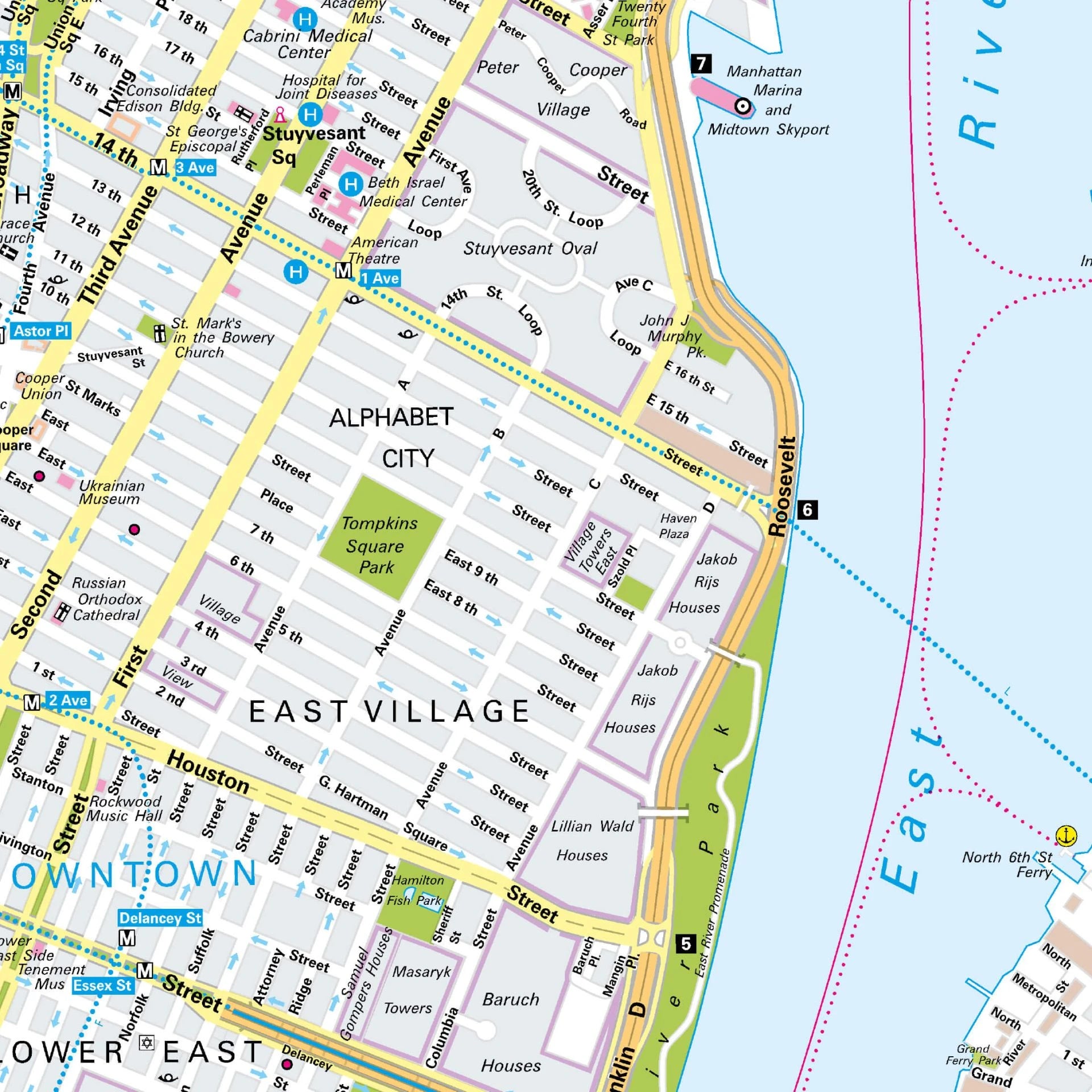 Der Stadtplan New York Poster Papierkarte Detailansicht