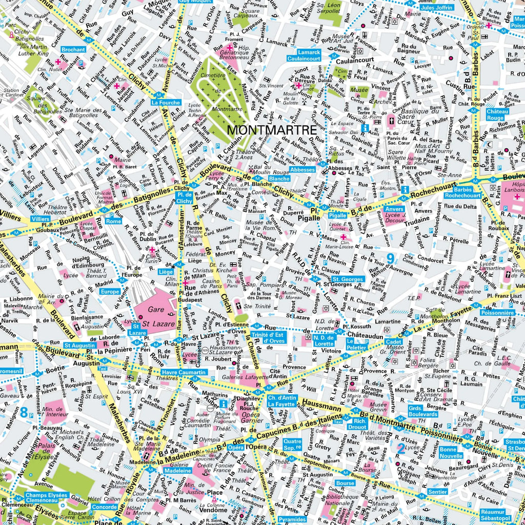 Der Stadtplan Paris Poster Papierkarte Detailansicht