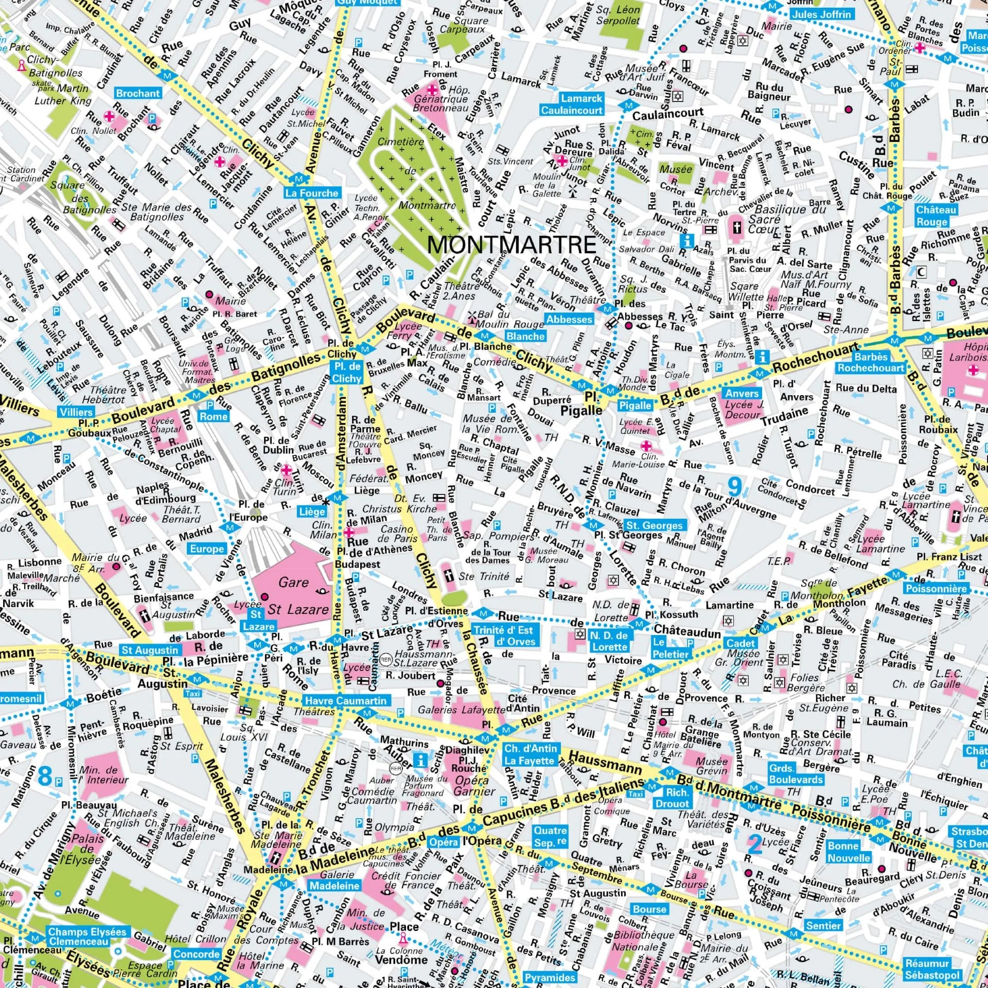 Der Stadtplan Paris Poster Papierkarte Detailansicht