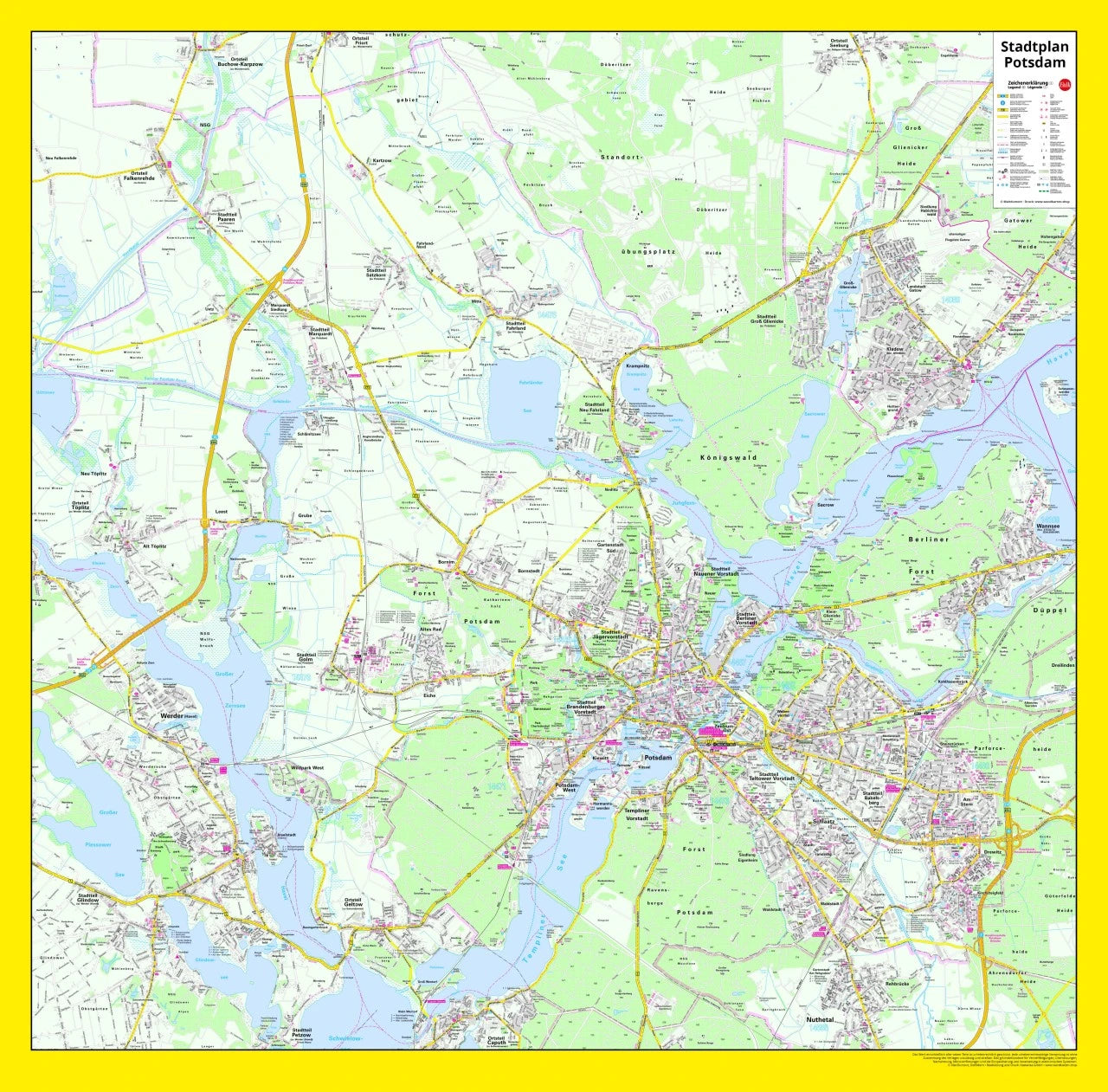 Stadtplan Potsdam 106x104 cm