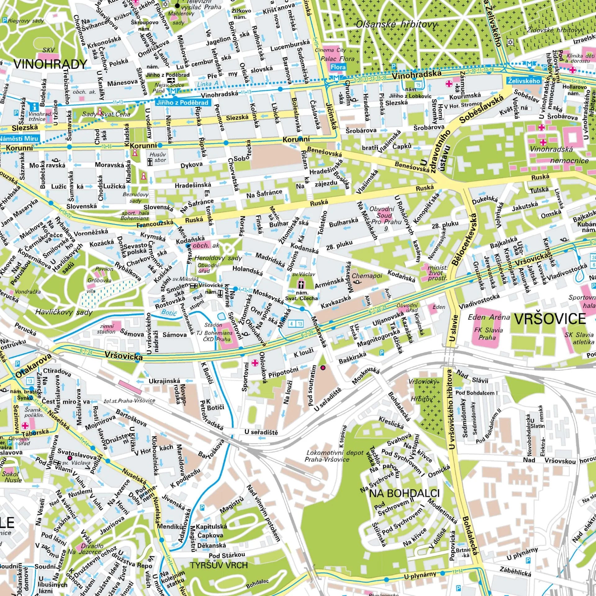 Der Stadtplan Prag Papierkarte Detailansicht