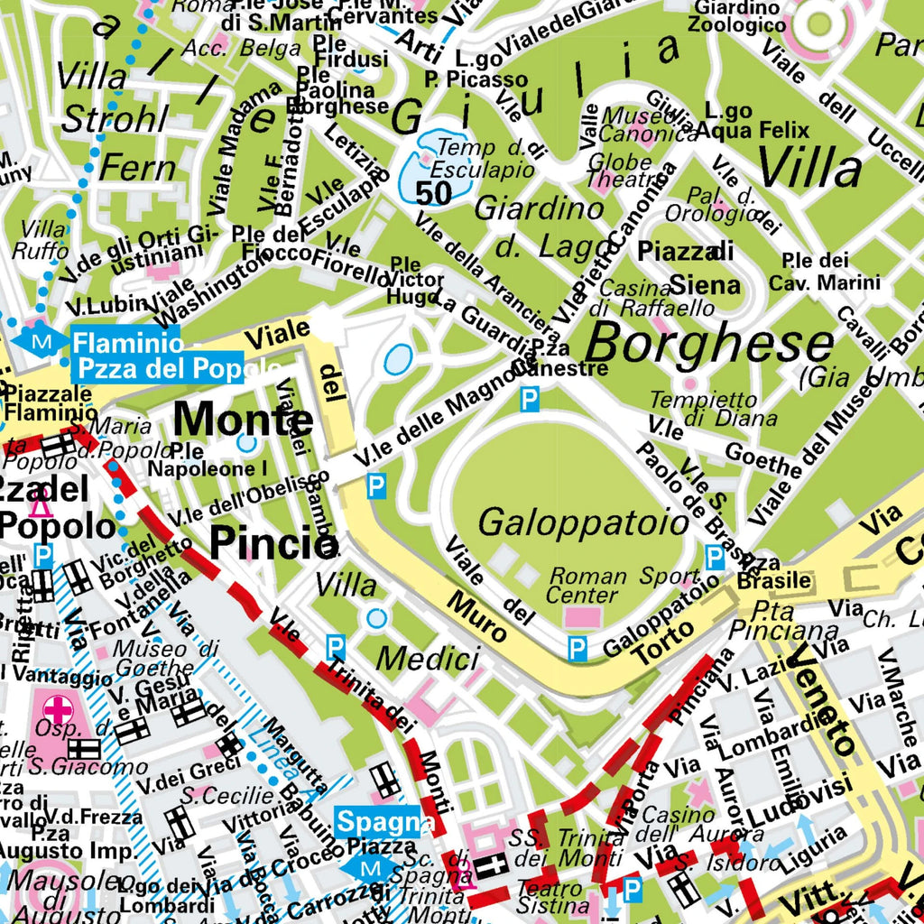 Der Stadtplan Rom Poster Papierkarte im Detail