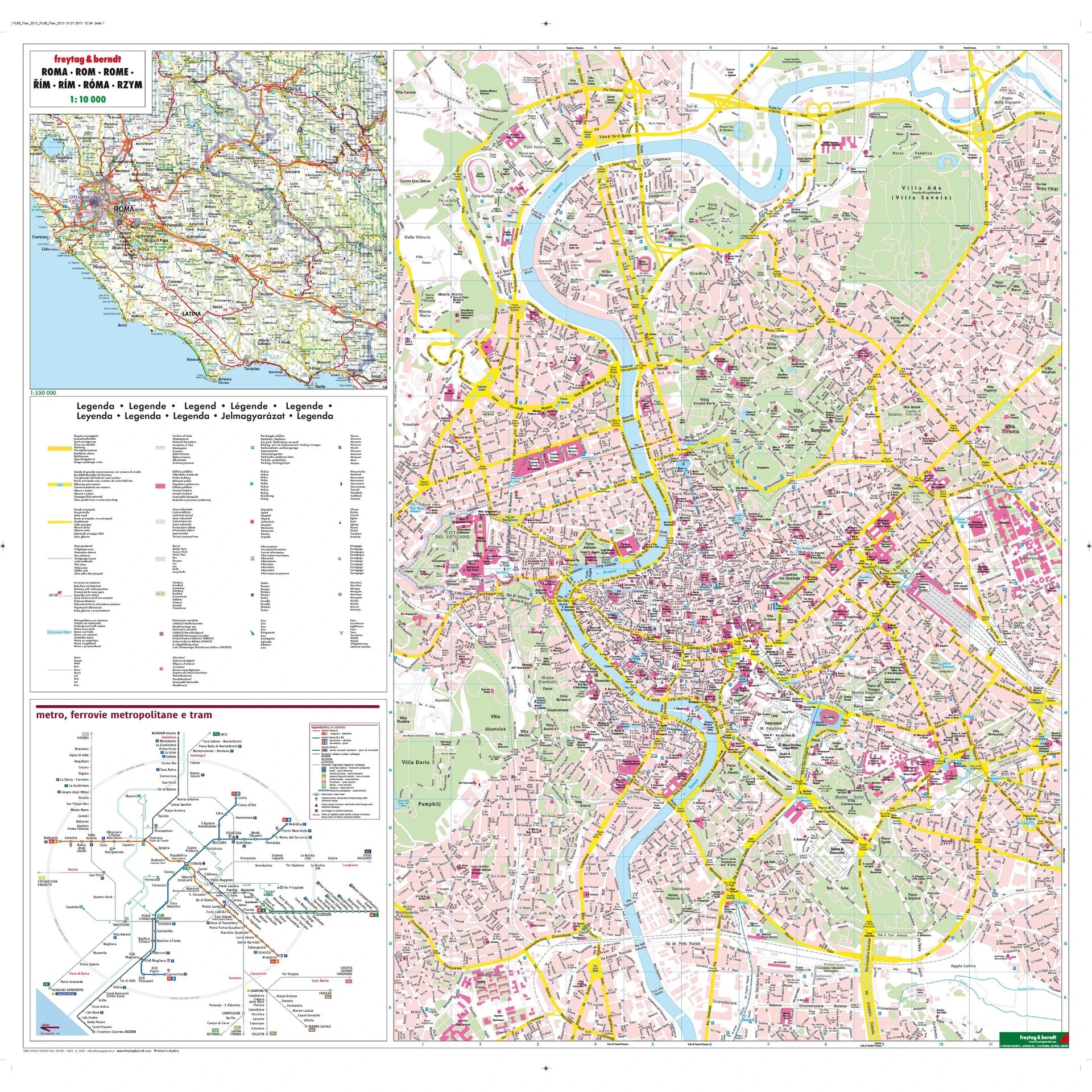 Stadtplan Rom 93x90cm