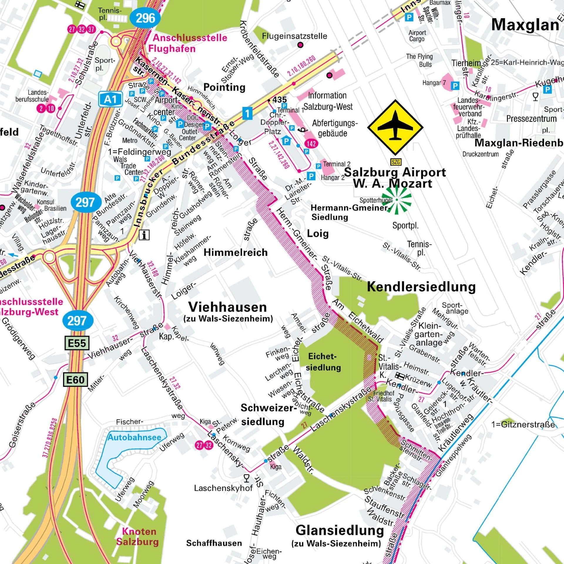 Der Stadtplan Salzburg Papierkarte im Detail
