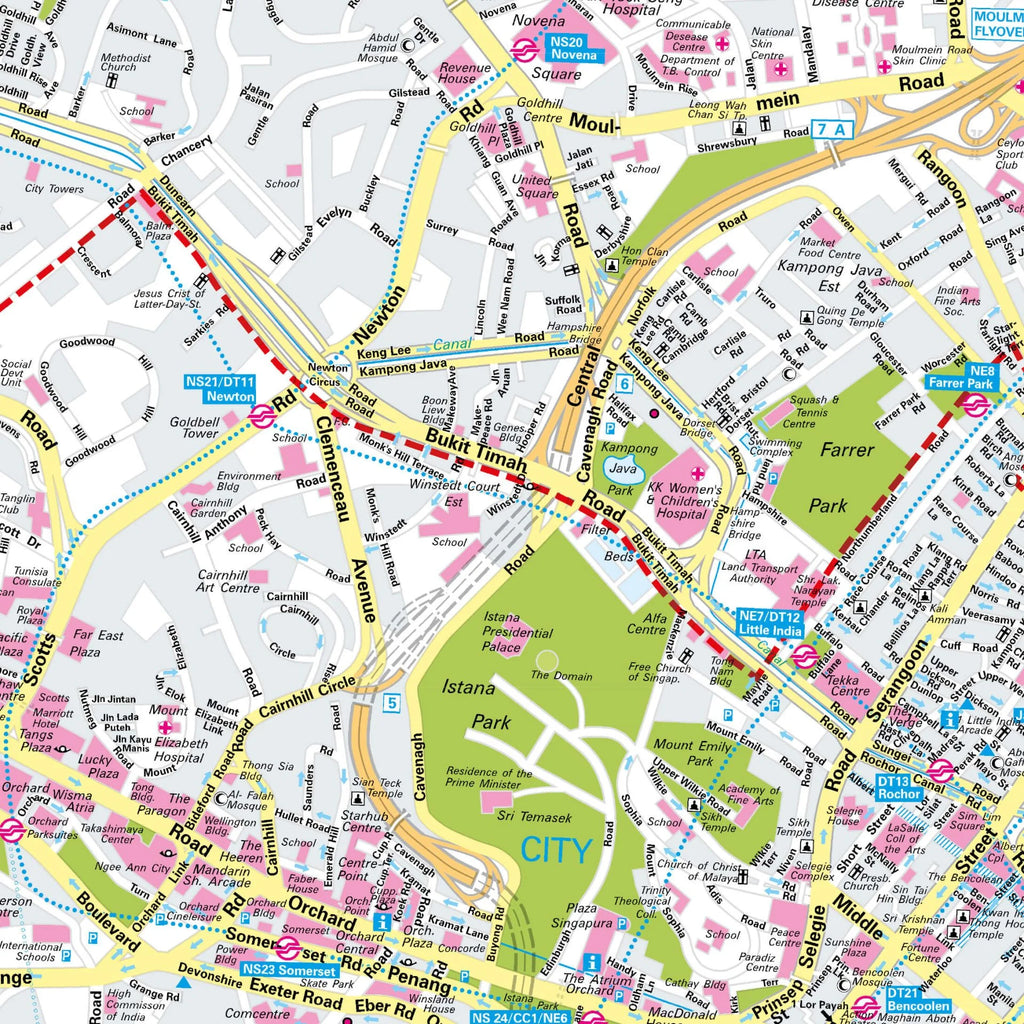 Der Stadtplan Singapur Papierkarte Detailansicht