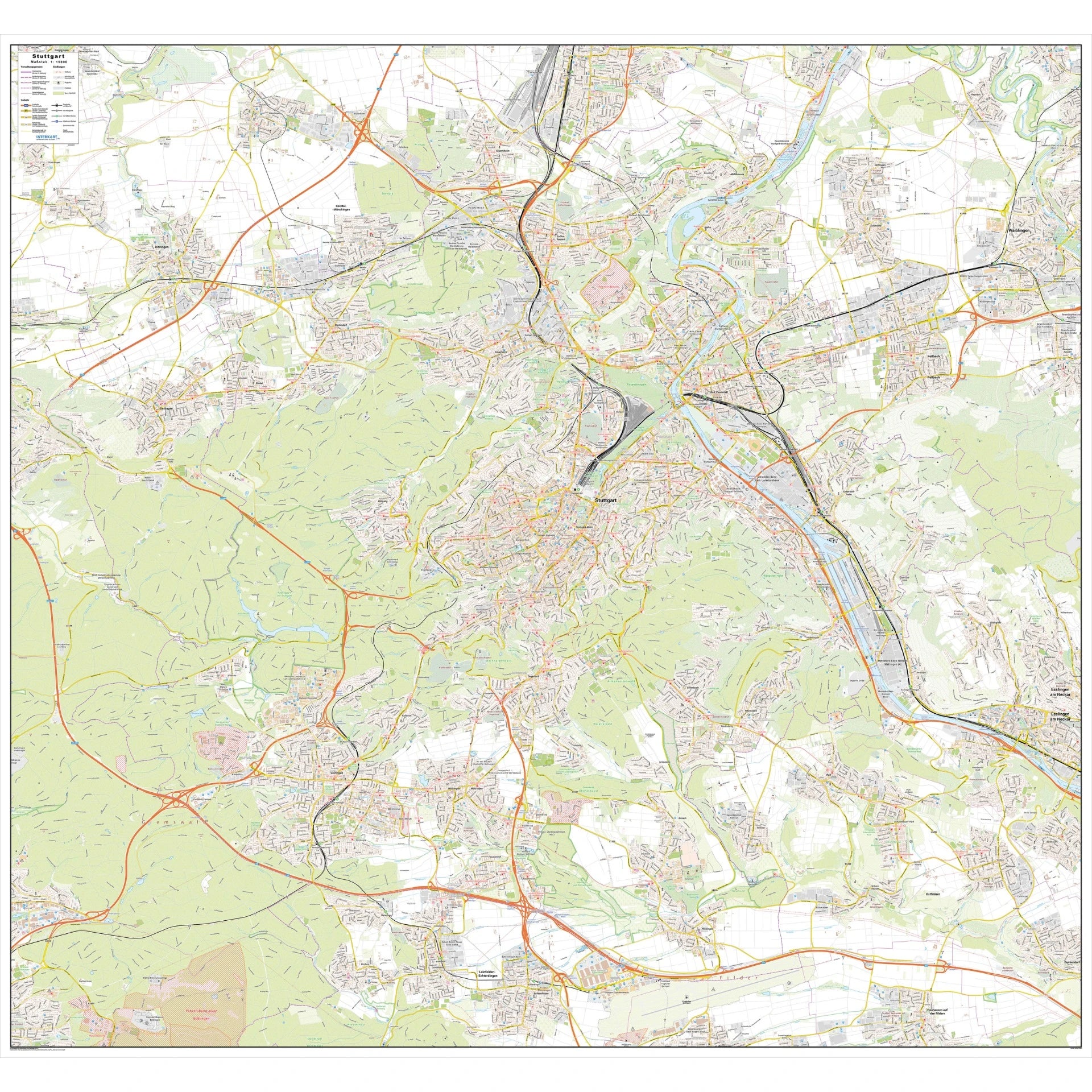 Stuttgart - Stadtplan (156 x 146 cm / 1:15.000)