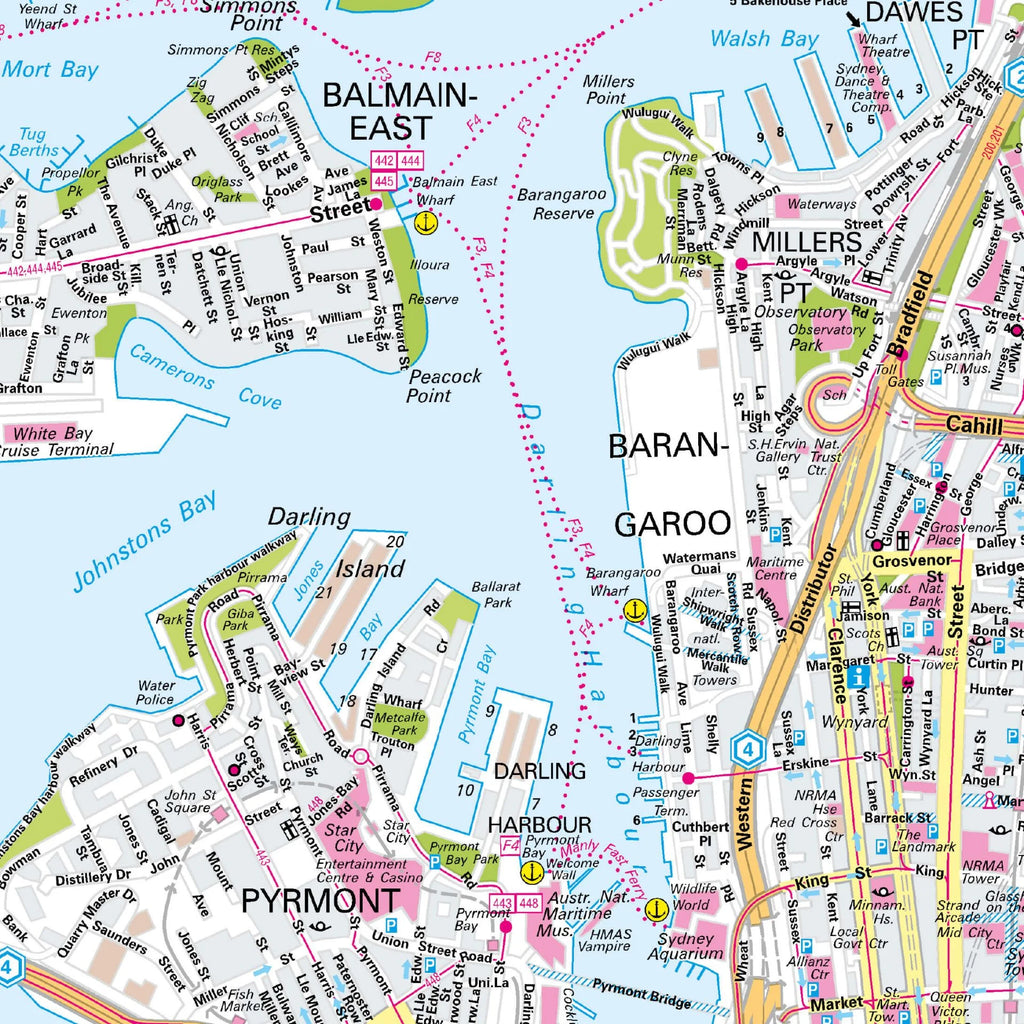 Der Stadtplan Sydney Papierkarte Detailansicht