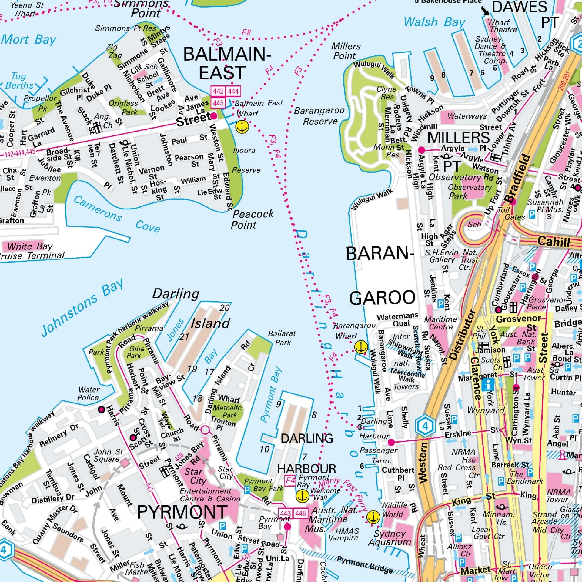 Der Stadtplan Sydney Papierkarte Detailansicht