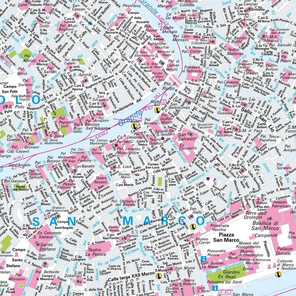 Der Stadtplan Venedig Papierkarte Detailansicht