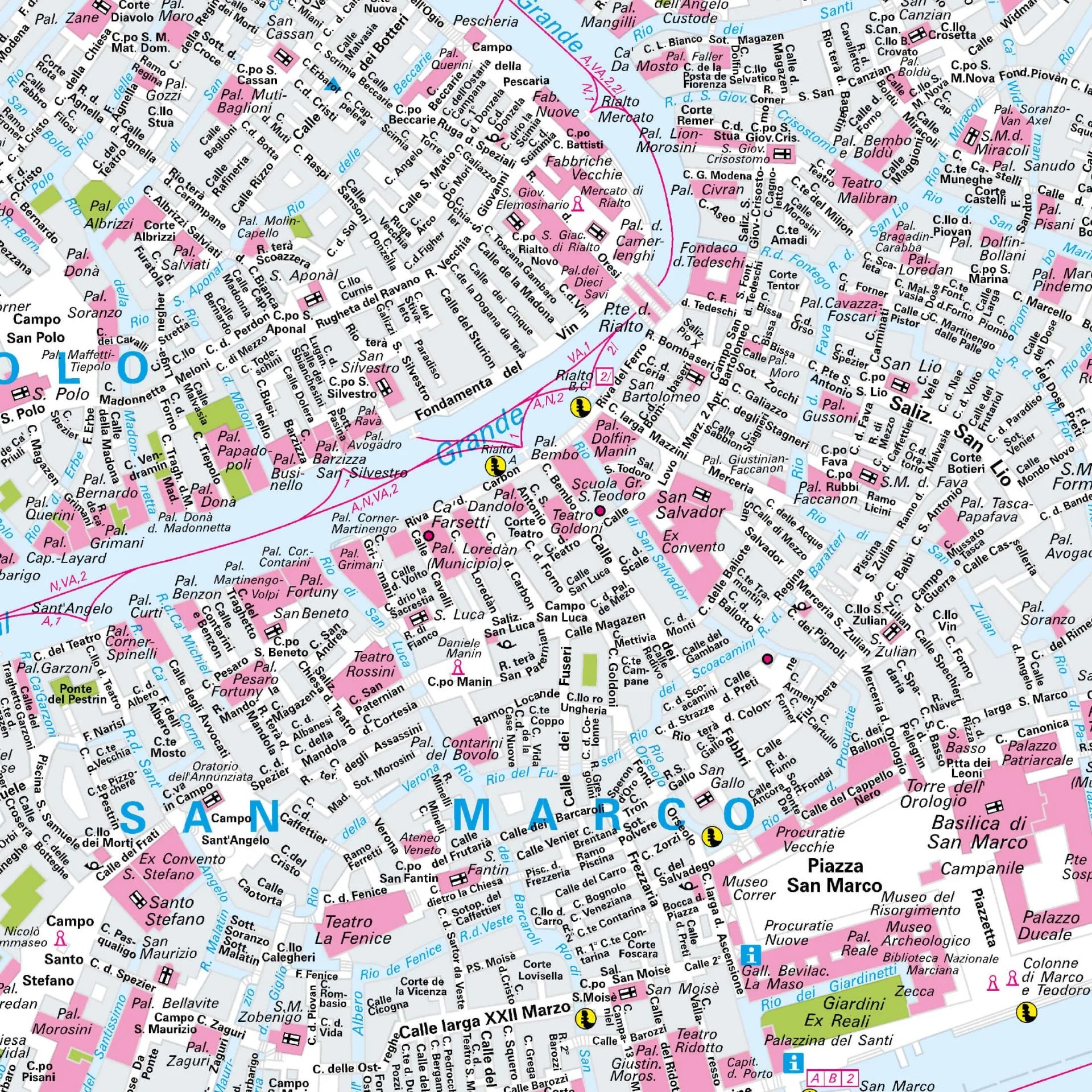 Der Stadtplan Venedig Papierkarte Detailansicht