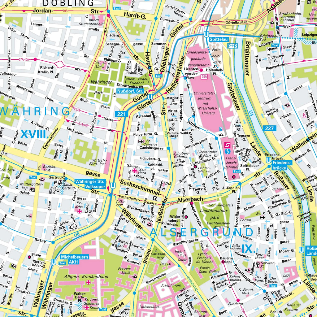 Der Stadtplan Wien Poster Papierkarte Detailansicht
