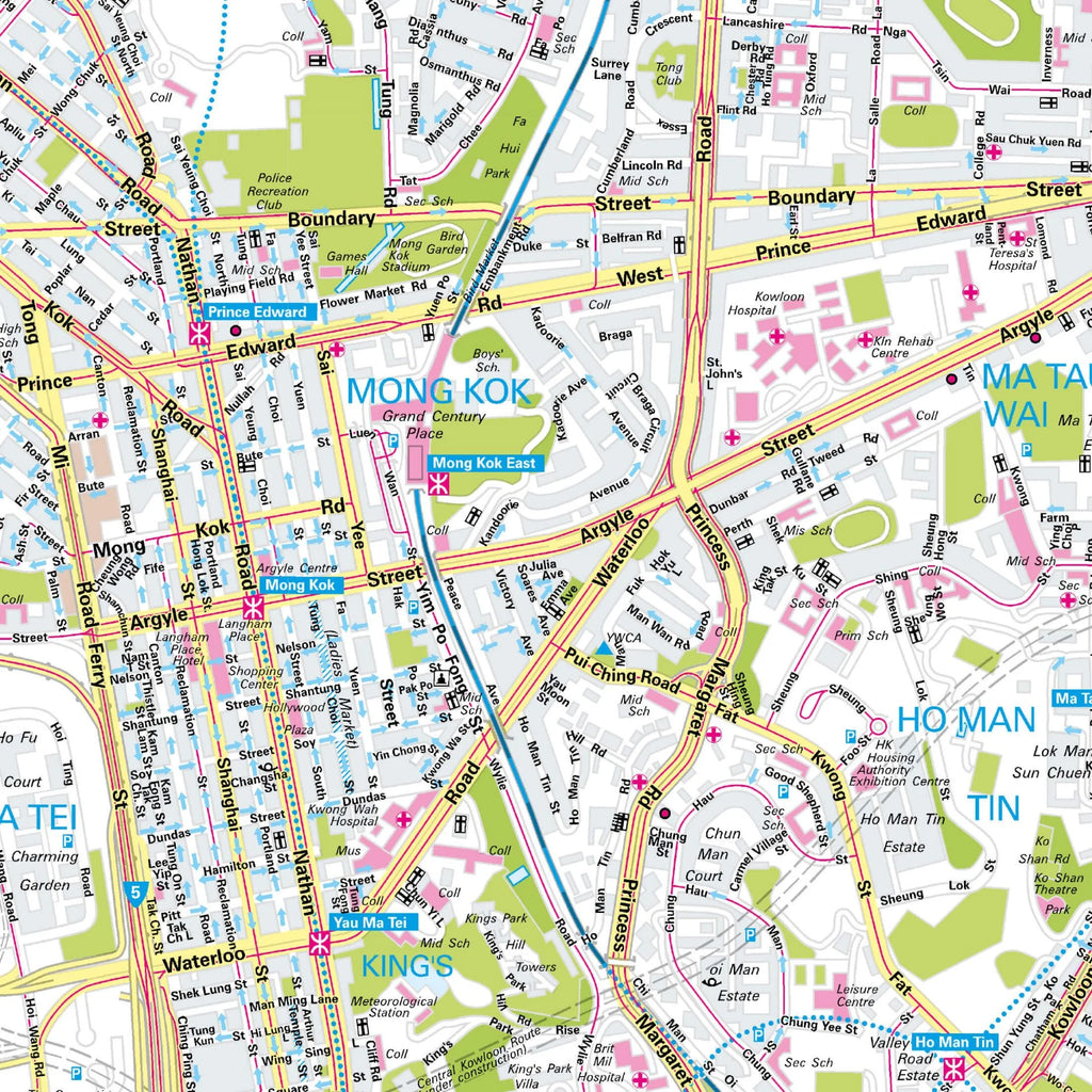 Der Stadtplan Honkong Poster Papierkarte Detailansicht