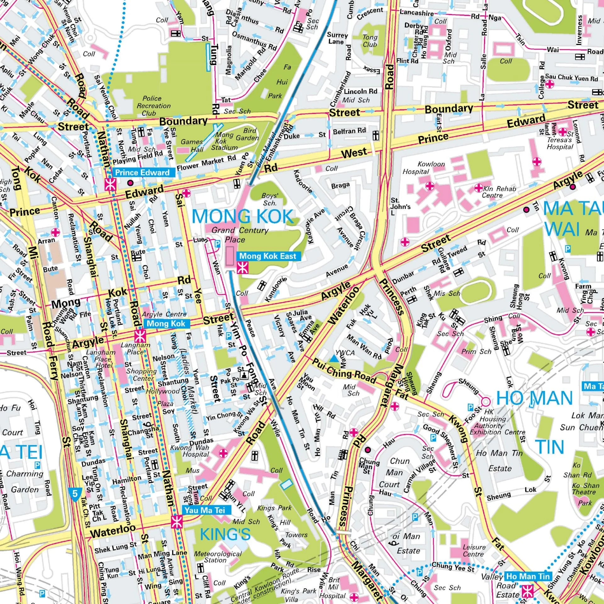 Der Stadtplan Honkong Poster Papierkarte Detailansicht