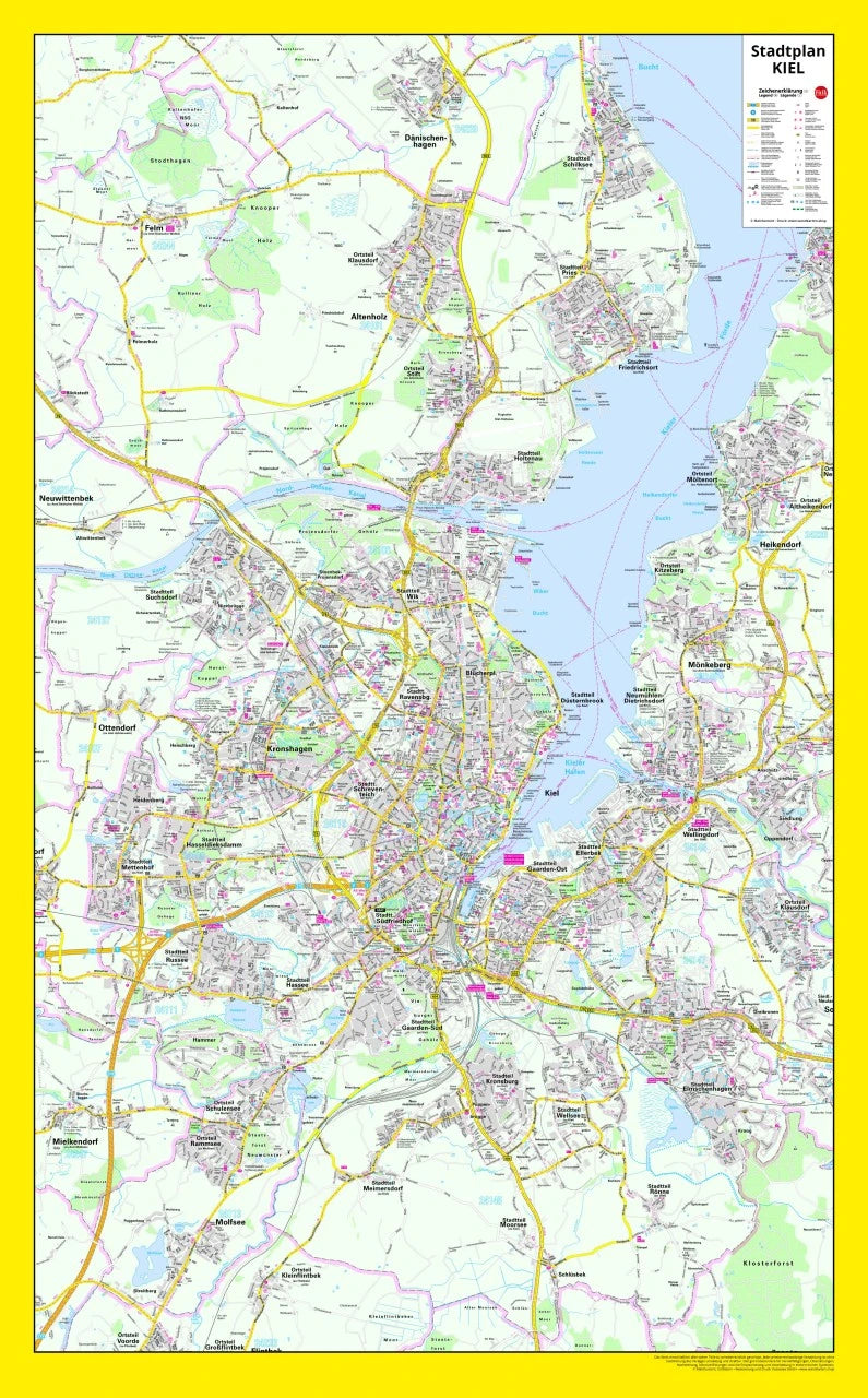 Stadtplan Kiel 76x122 cm