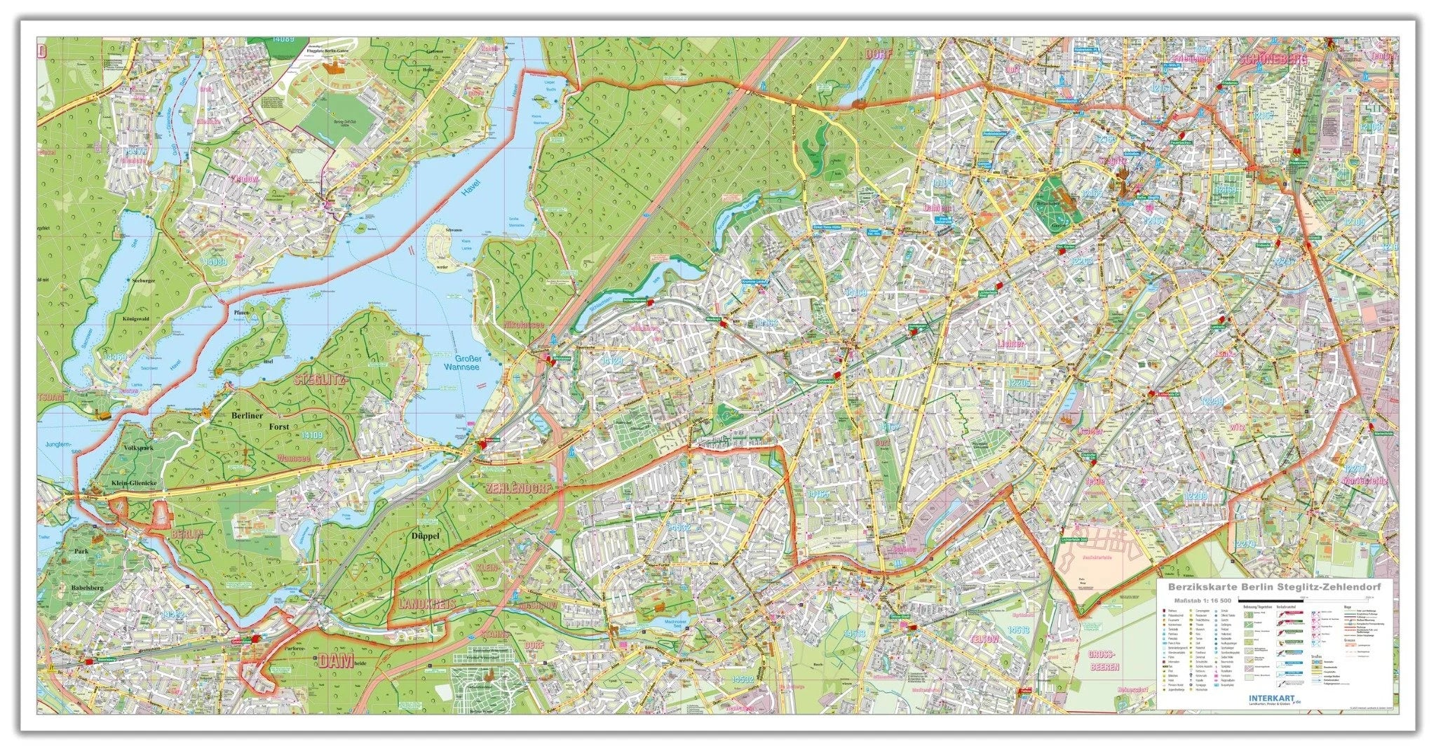 Berlin - Steglitz-Zehlendorf - Stadtplan (135 x 68 cm / 1:16.500)
