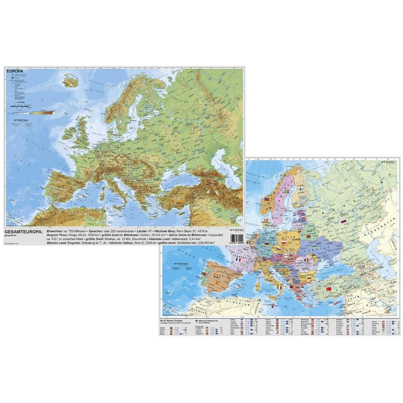 Europa - Schreibunterlage - physisch / politisch (54 x 40 cm)