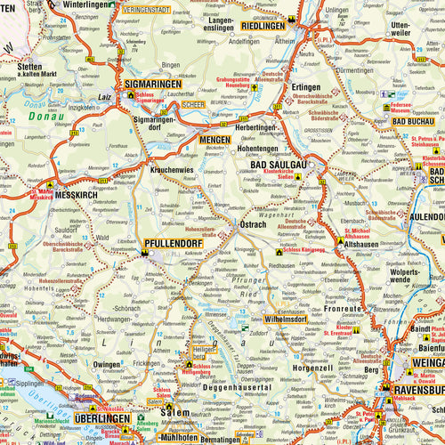 Detailansicht für die Straßenkarte von Baden-Württemberg