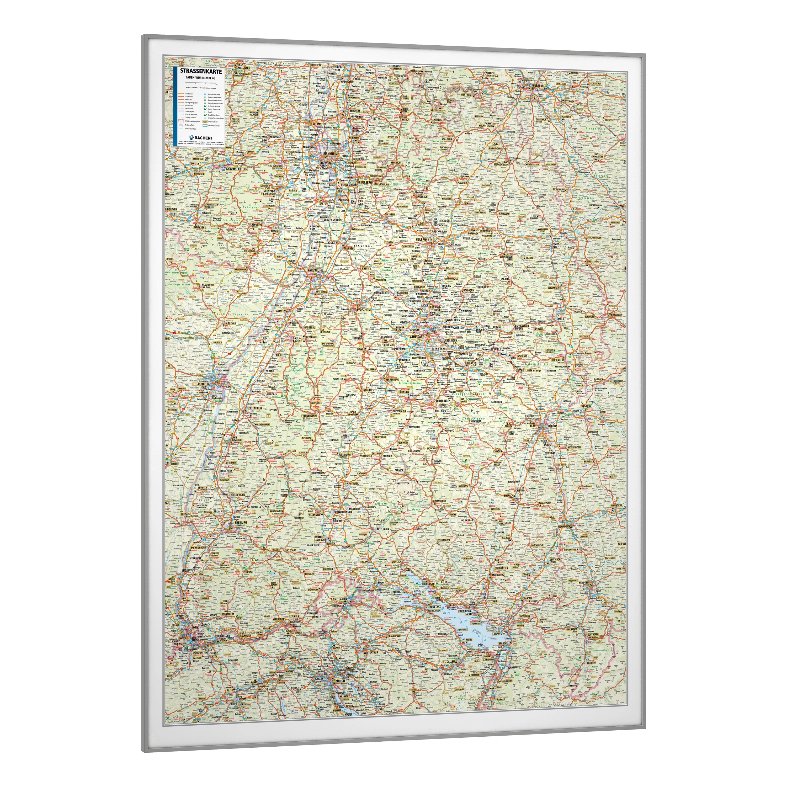 Baden-Württemberg - Straßenkarte (wählbares Format)