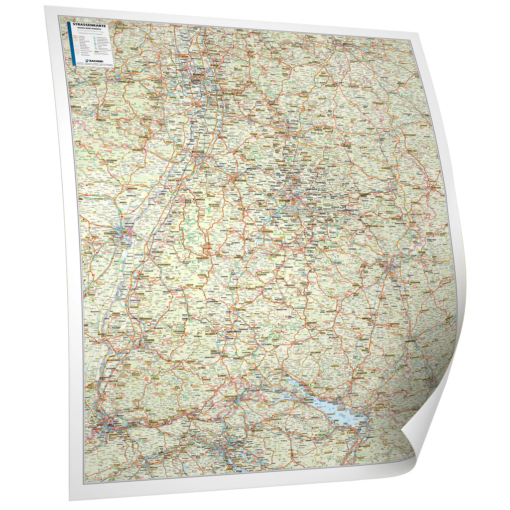 Baden-Württemberg - Straßenkarte (wählbares Format)