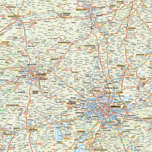 Straßenkarte von Bayern in der Detailbetrachtung
