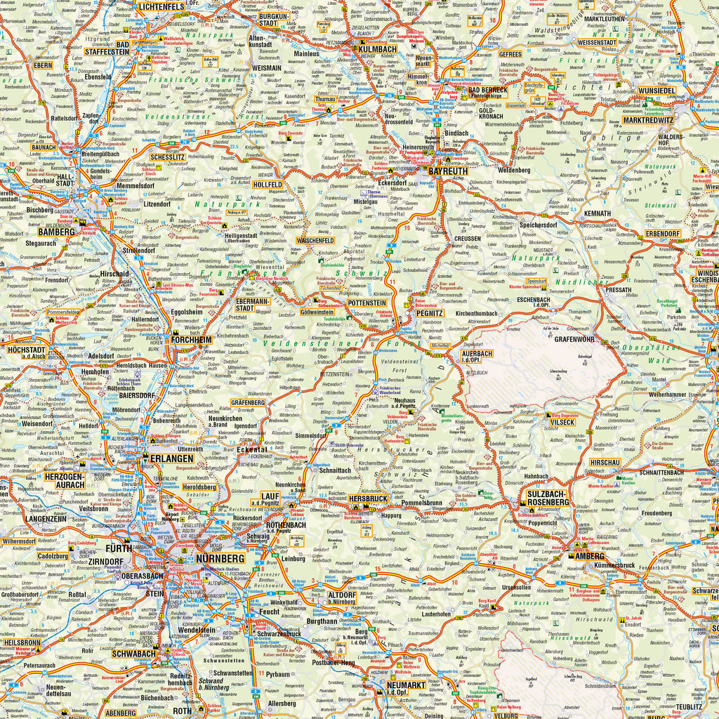 Straßenkarte von Bayern im Detail