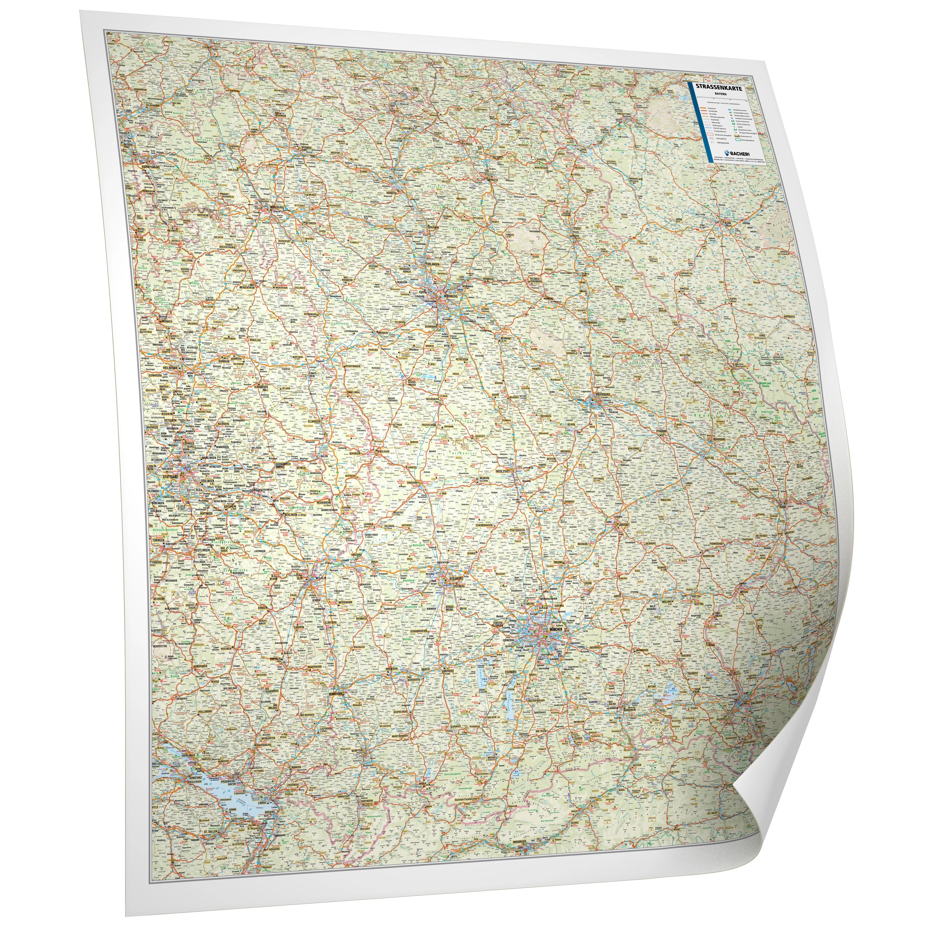 Bayern - Straßenkarte (wählbares Format)