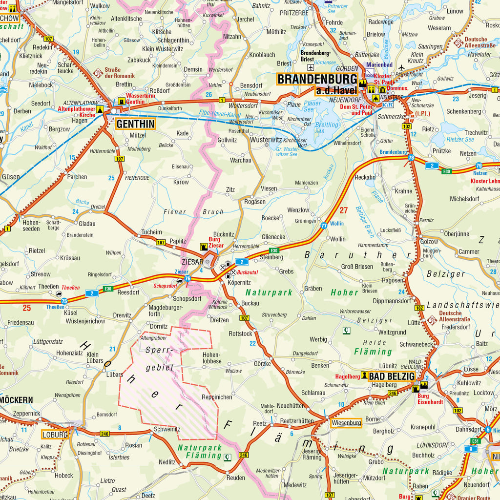 Detailansicht der Straßenkarte Berlin und Brandenburg