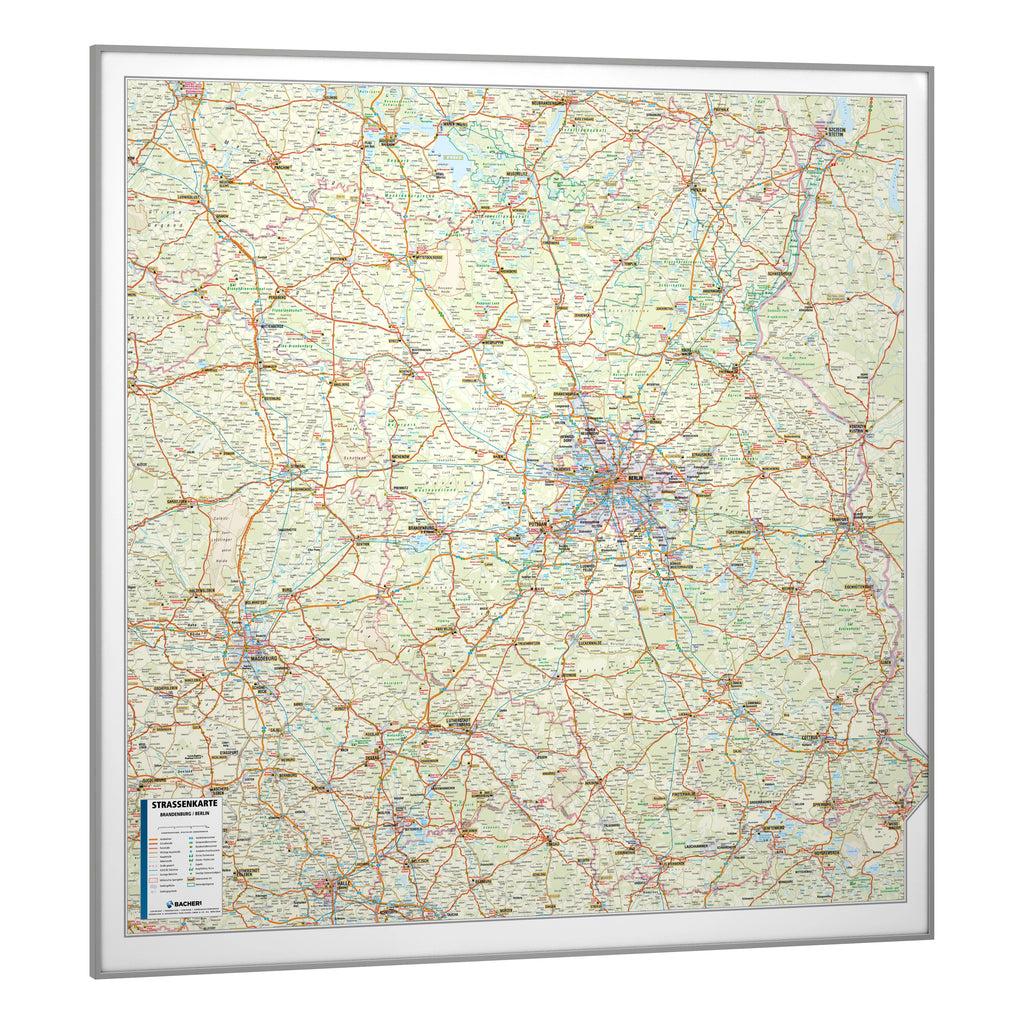 Brandenburg und Berlin - Straßenkarte (108 x 108 cm / 1:250.000)