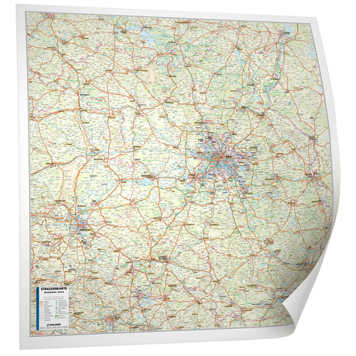 Brandenburg und Berlin - Straßenkarte (108 x 108 cm / 1:250.000)