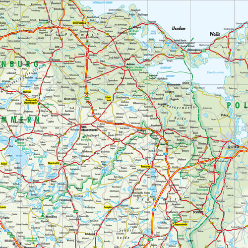 Detailausschnitt der Straßenkarte von Deutschland