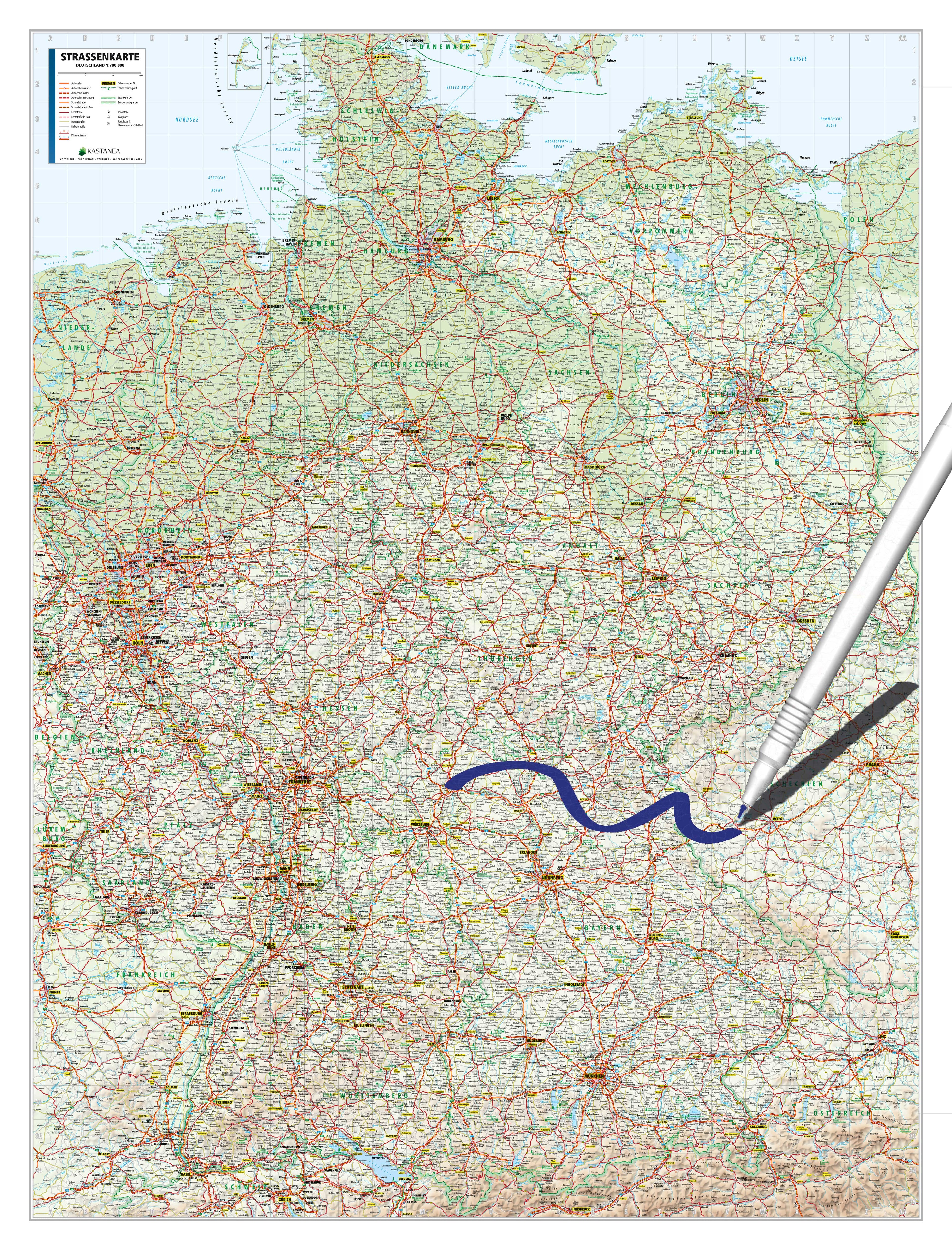 Deutschland - Straßenkarte (wählbares Format)