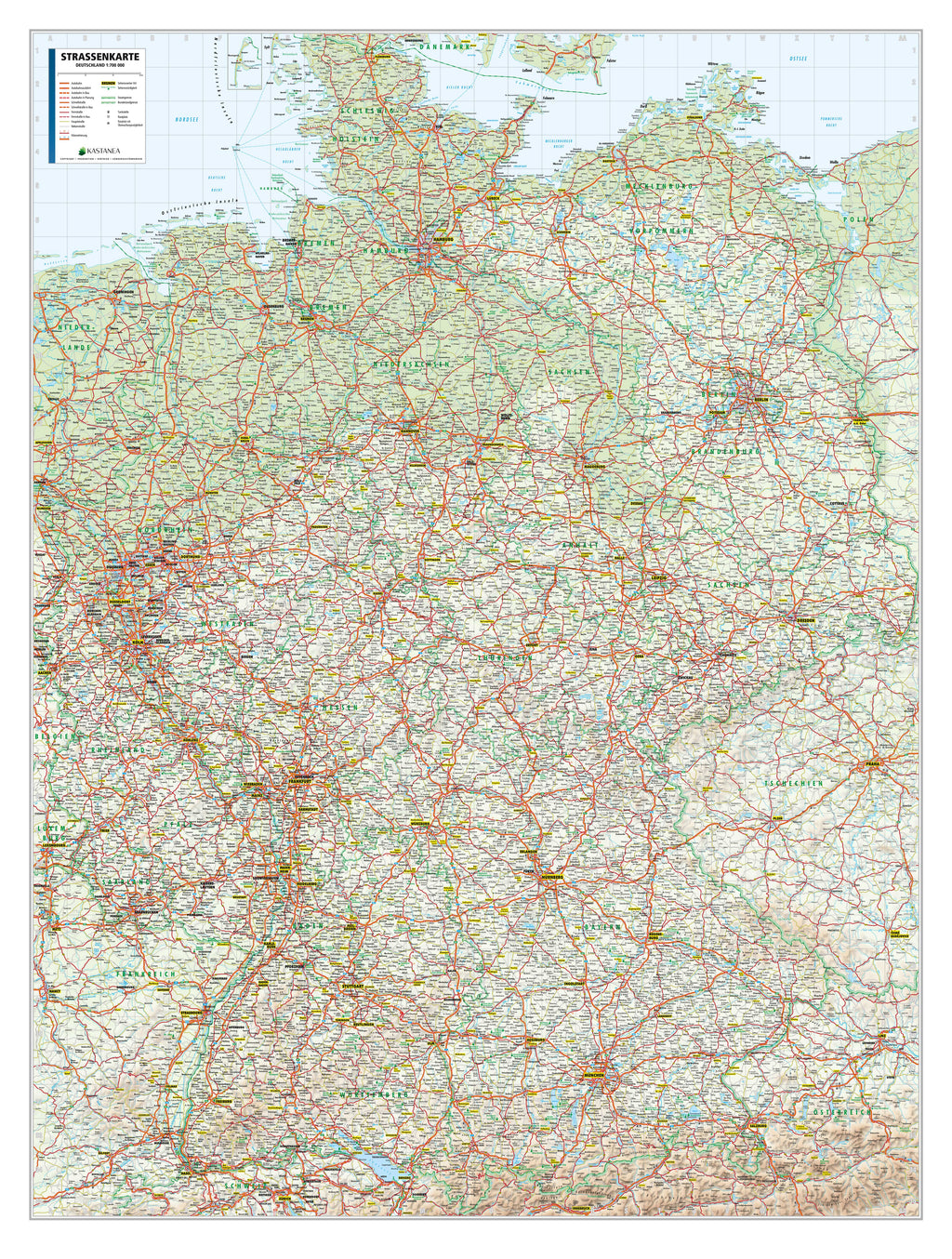 Deutschland - Straßenkarte (wählbares Format)