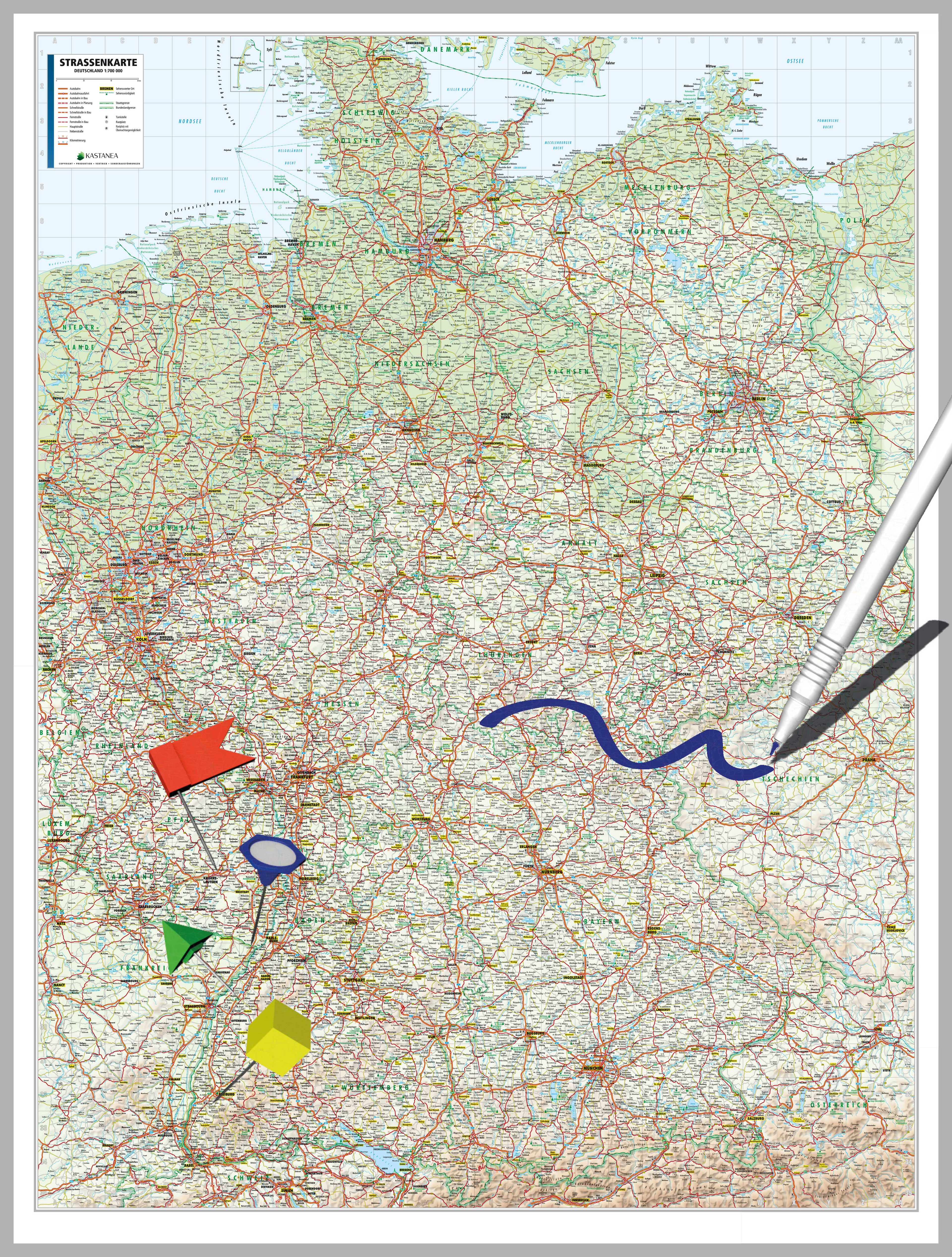 Deutschland - Straßenkarte (wählbares Format)