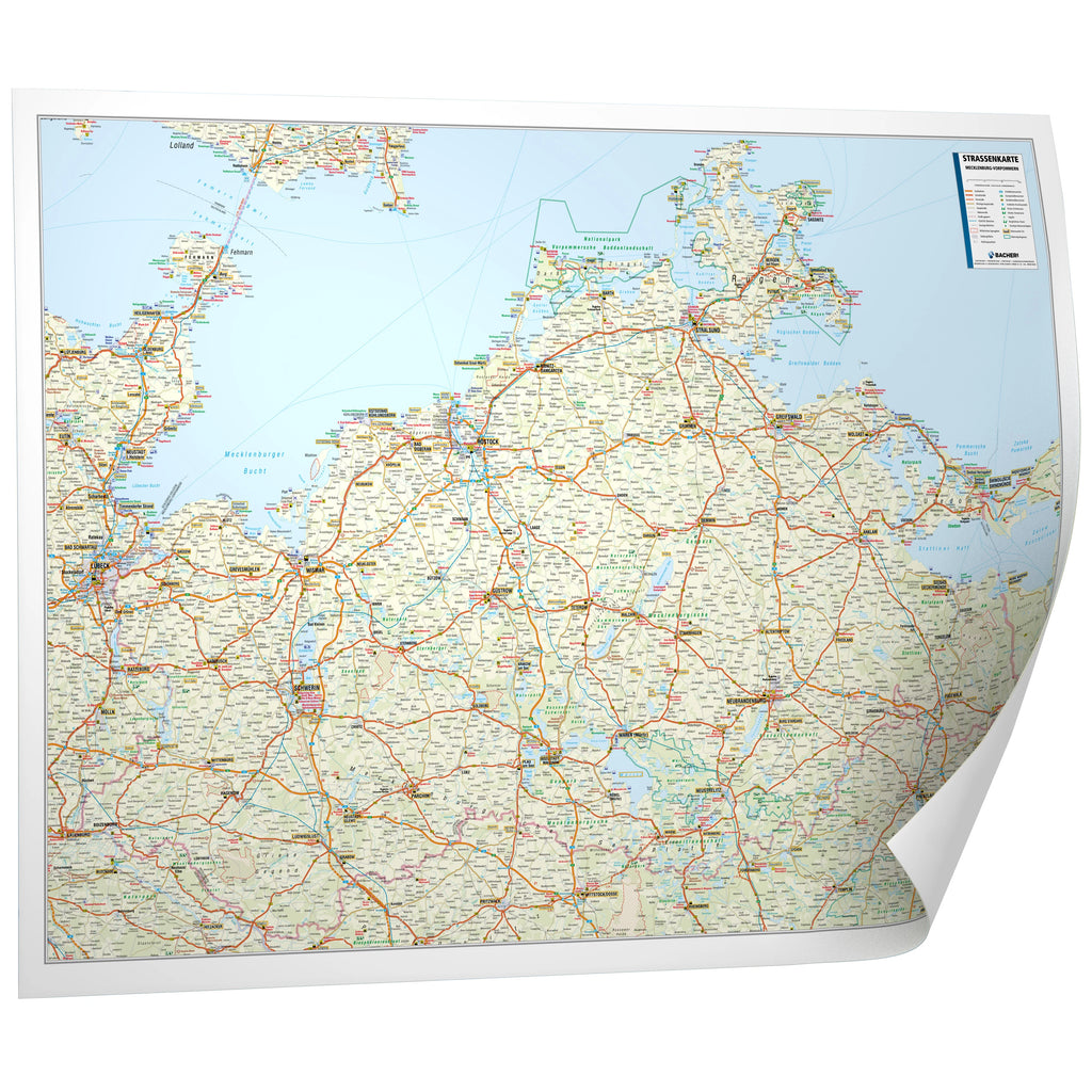 Mecklenburg-Vorpommern - Straßenkarte (141 x 100 cm / 1:200.000)