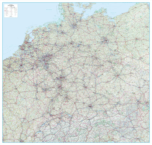 Mitteleuropa / Zentraleuropa - Straßenkarte (154 x 147 cm / 1:700.000)