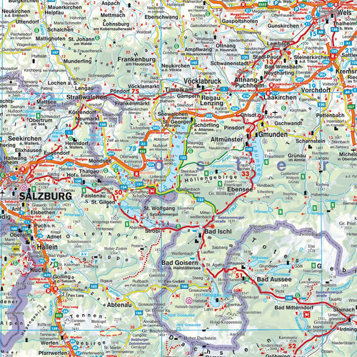 Detailansicht der Straßenkarte Österreich