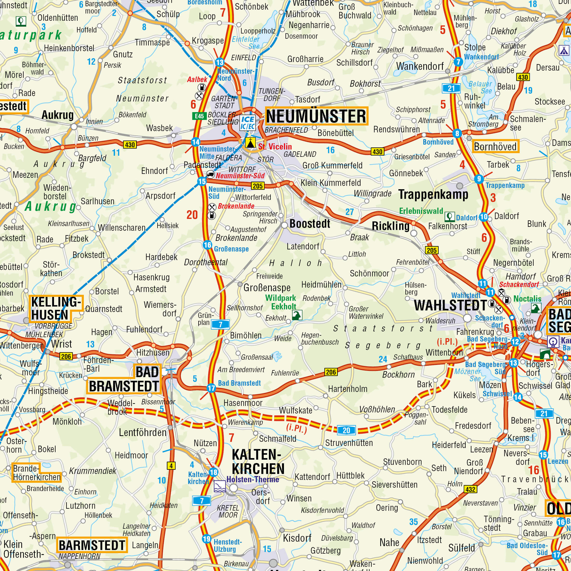 Detailansicht der Straßenkarte