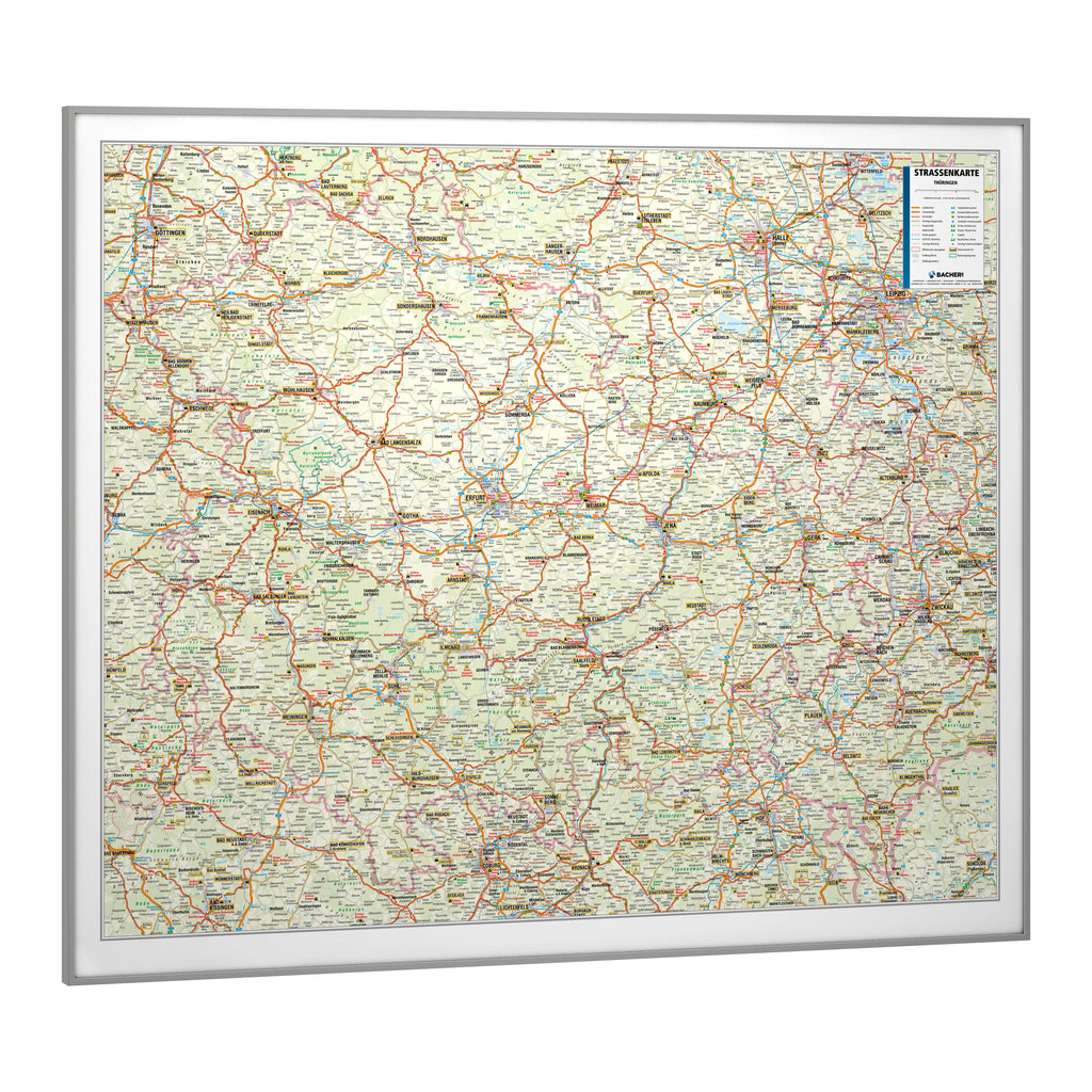 Thüringen - Straßenkarte (112 x 94 cm / 1:200.000)
