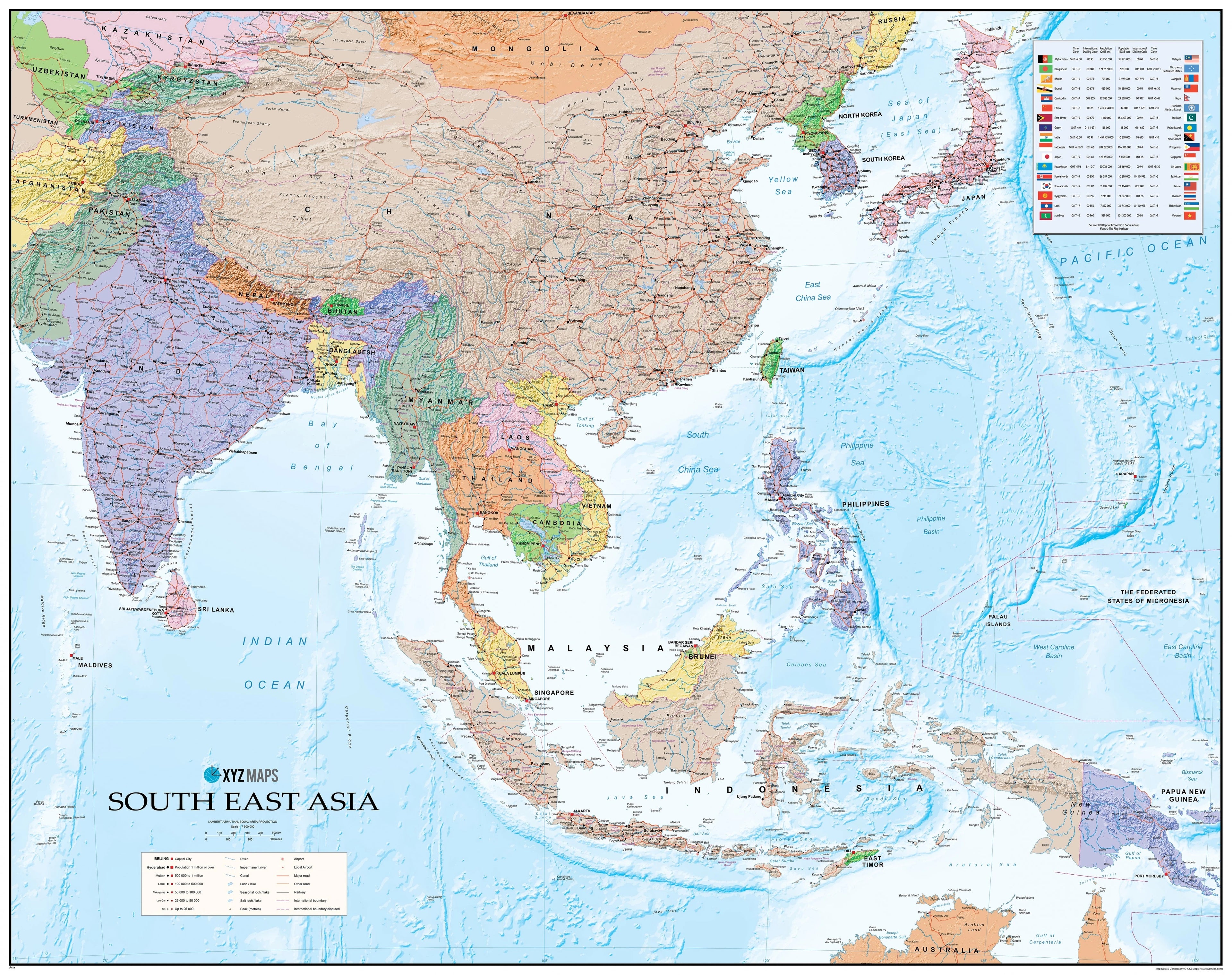 Politische Landkarte von Südost Asien