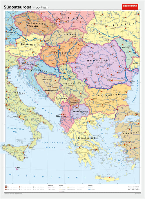 Politische Landkarte von Südosteuropa