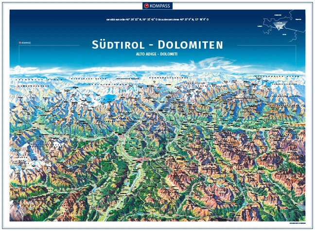 Südtirol, Alto Adige - Panoramakarte (75 x 55 cm)