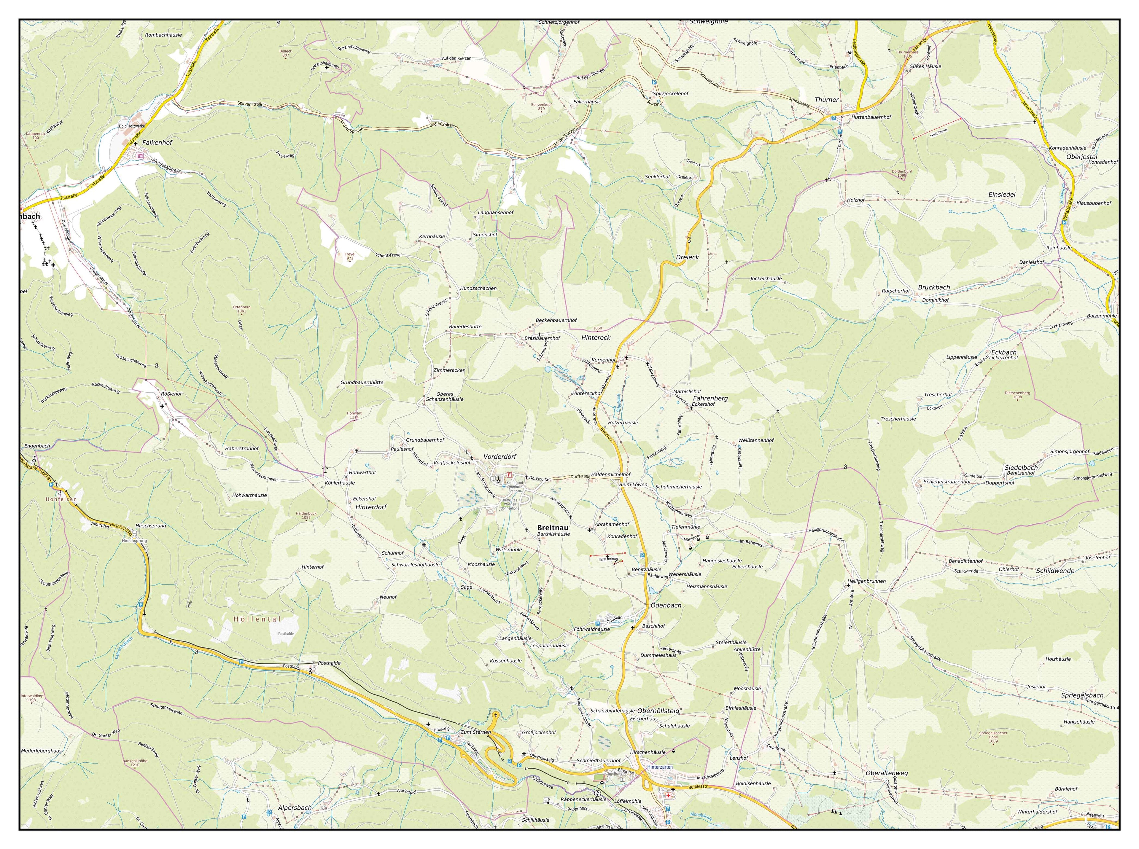 Gemeinde Breitnau (Gemeindenummer: 08315016) - Topografische Karte (59 x 44 cm)