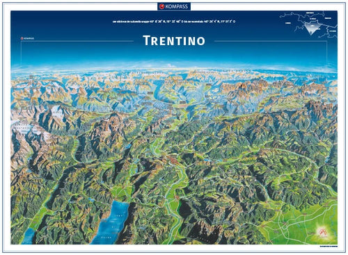 Trentino, Trento - Panoramakarte (75 x 55 cm)