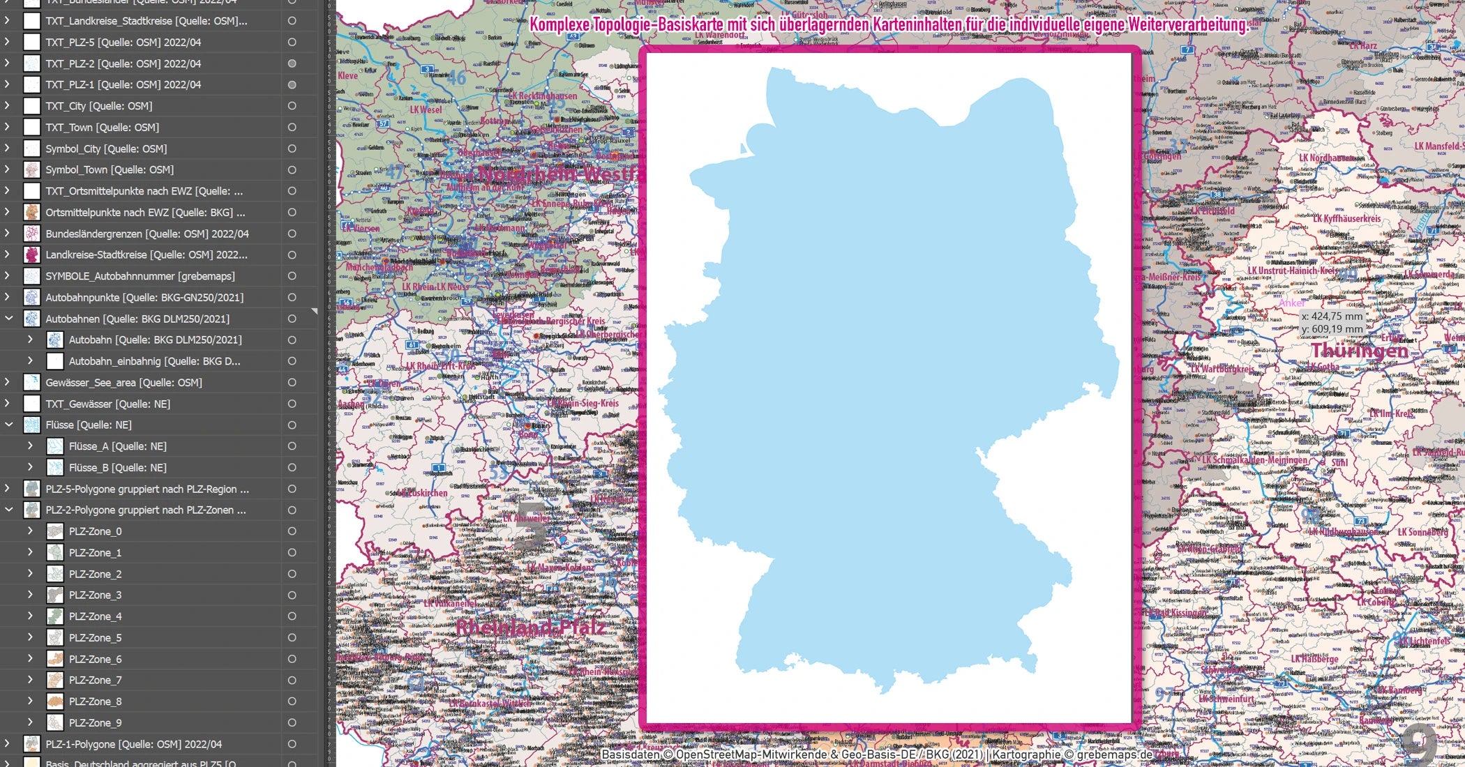 Einfarbiger Landesumriss von Deutschland.