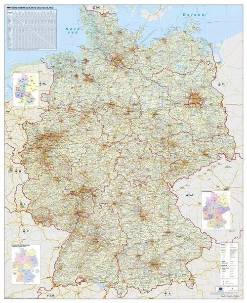 Deutschland - Verkehrswegekarte (97 x 119 cm / 1:760.000)