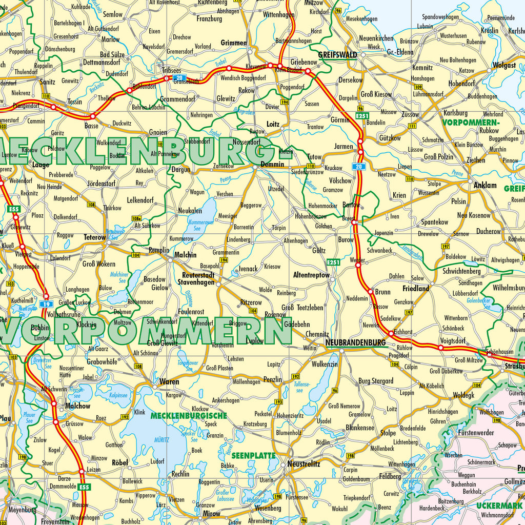 Detailansicht der Verwaltungskarte von Norddeutschland