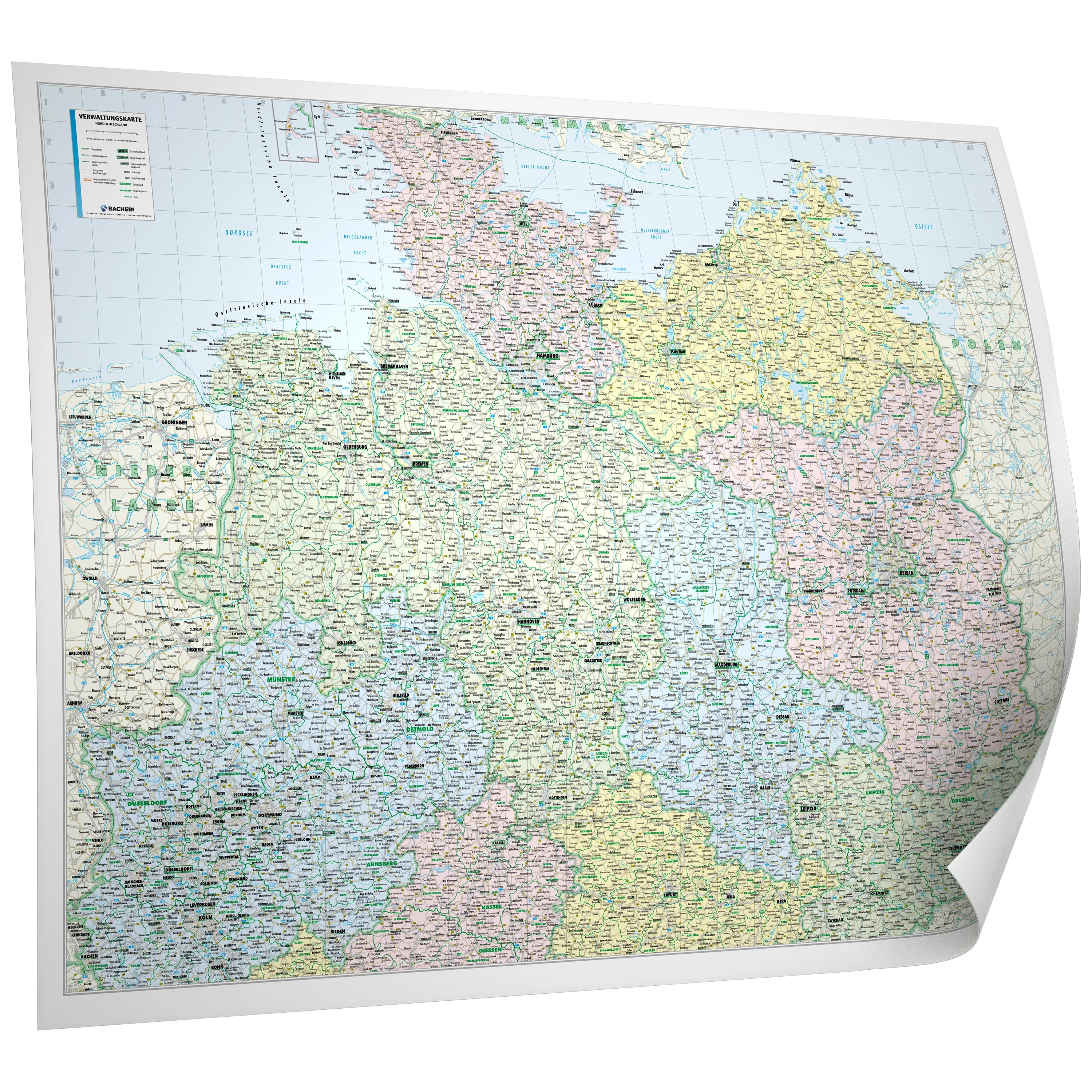 Die Verwaltungskarte von Norddeutschland in 4 Ausführungen.