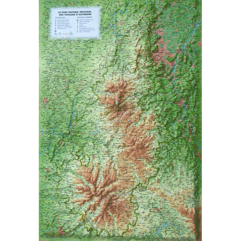 Le Parc Naturel Régional des Volcans d'Auvergne - Reliefkarte (41 x 61 cm / 1:230.000)