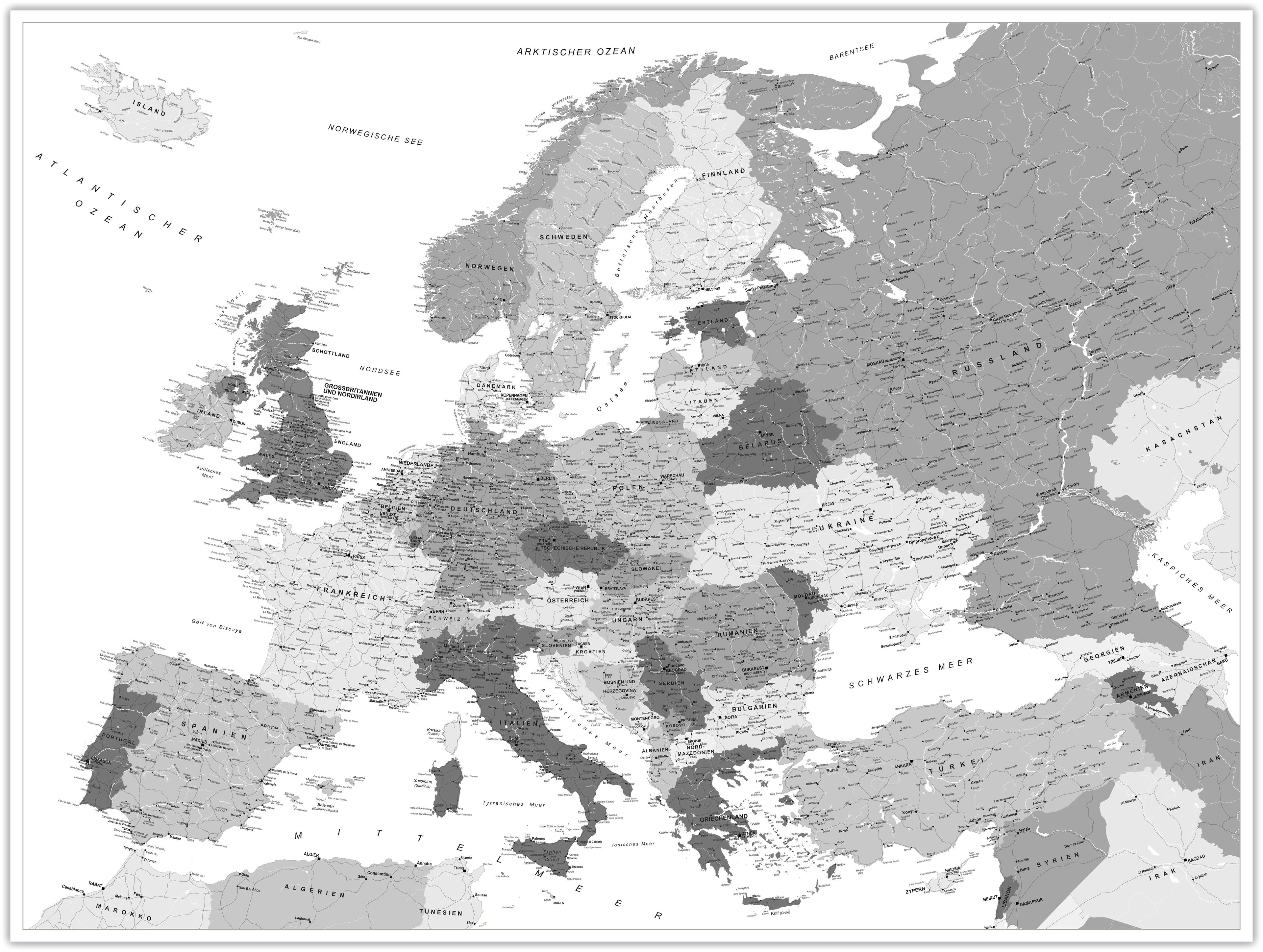Europa - Dekorationskarte / politisch (wählbares Format und Farbe)